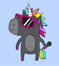 Cool musical Unicorn wearing sunglasses Royalty Free Stock Photo