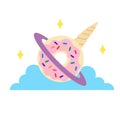 Unicorntopia unicorn donut planet Hand drawn, Vector, Eps, Logo, Icon, silhouette Illustration by crafteroks for different uses. V