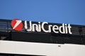 UniCredit logo, signage, Italian banking and financial services company