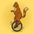 unicycle cat pinup pop art raster illustration