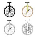 Unicycle for the circus. Bicycle with one wheel for performances.Different Bicycle single icon in cartoon style vector Royalty Free Stock Photo