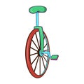 Unicycle or one wheel bicycle icon, cartoon style Royalty Free Stock Photo