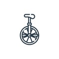 unicycle vector icon isolated on white background. Outline, thin line unicycle icon for website design and mobile, app development