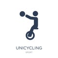 unicycling handball icon. Trendy flat vector unicycling handball