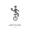 unicycling handball icon. Trendy unicycling handball logo concept on white background from Sport collection