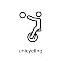 unicycling handball icon. Trendy modern flat linear vector unicycling handball icon on white background from thin line sport coll