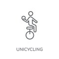 unicycling handball linear icon. Modern outline unicycling handb