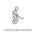 unicycling hockey linear icon. Modern outline unicycling hockey