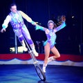 Unicycling Performers Royalty Free Stock Photo