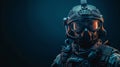 Unrecognizable elite squad fighter with tactical gear in dramatic lighting Royalty Free Stock Photo