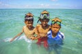 Unidentified Bajau Laut kids on a boat in Maiga Island Royalty Free Stock Photo