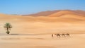 Unidentified Berber men leading a camel caravan Royalty Free Stock Photo