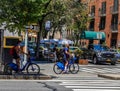 Unidentified bike riders in Midtown Manhattan during Coronavirus pandemic