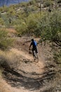 Biker on rocky trail