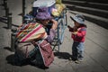 Unidentified bolivian woman and children wearing traditional clothing La Paz, Bolivia Royalty Free Stock Photo