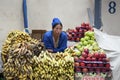 Unidentified bolivian woman selling fruits at Central Market in Sucre, Bolivia