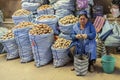 Unidentified bolivian woman selling potatoes at Central Market in Sucre, Bolivia