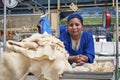 Unidentified bolivian woman selling tripe at Central Market in Sucre, Bolivia