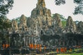 Unidentified Buddist monks from Thailand at one of the temple of Bayon Temple