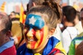 Unidentified Catalan girl with pattern of Catalan Flag