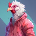 Unidentified Chicken In Artgerm-inspired Jacket: A Stylized Portrait