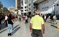 Unidentified citizens dancing traditional Israeli dances on Tel Aviv Promenade