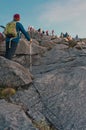 Unidentified climber passing trail to the summit of Mount of Kinabalu