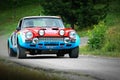 Unidentified drivers on a vintage Fiat Abarth racing car