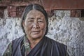 Unidentified elderly Tibetan lady pilgrimages to the Buddhist monastery of Samye, Tibet, China