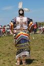 Unidentified female Native American dancer wears traditional Pow Wow dress during the NYC Pow Wow Royalty Free Stock Photo