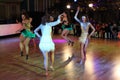 Unidentified female teens age 14-17 compete in latino dance on the Artistic Dance European Championship