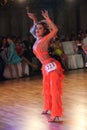 Unidentified female teens age 14-17 compete in latino dance on the Artistic Dance European Championship