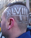 Unidentified football with Super Bowl XLVIII hair style in Manhattan