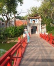 The Huc bridge at the Hoan Kiem LakeRed Bridge,Hanoi,Vietnam