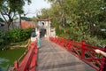 The Huc bridge at the Hoan Kiem LakeRed Bridge,Hanoi,Vietnam