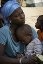 Unidentified Fulani (or peul ethnics) woman in colored headscarf looks ahead, SENEGAL