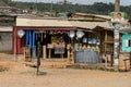 Unidentified Ghanaian people in the shop in local village. Peop