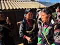 Unidentified girls from the Black Hmong Ethnic Minority selling handicrafts on November 28,2014 in Sapa, Vietnam. Royalty Free Stock Photo