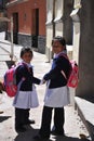 Unidentified girls on street of Potosi.