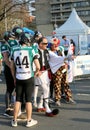 Unidentified Greek Man in Traditional Outfit Taken Selfie with Football Players at the Annual Marathon Hannover