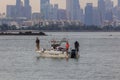 Unidentified of a group people are fishing in the middle sea Royalty Free Stock Photo