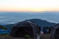 Unidentified group of people Watching sunrise and Camping site Royalty Free Stock Photo