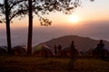 Unidentified group of people Watching sunrise and Camping site Royalty Free Stock Photo