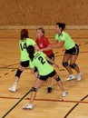 Unidentified handball players in action Royalty Free Stock Photo