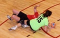 Unidentified handball players in action Royalty Free Stock Photo