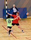 Unidentified handball players in action Royalty Free Stock Photo