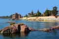 Unidentified Indian people bathes in Betwa river