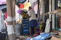 Unidentified indian people sell sugar cane juice in the street Royalty Free Stock Photo