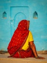 Unidentified Indian rural woman in traditional sari Royalty Free Stock Photo