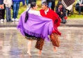 Unidentified indigenous couple celebrating Inti Raymi, Inca Festival of the Sun in Ingapirca, EcuaInti Raymi, A Nine Day